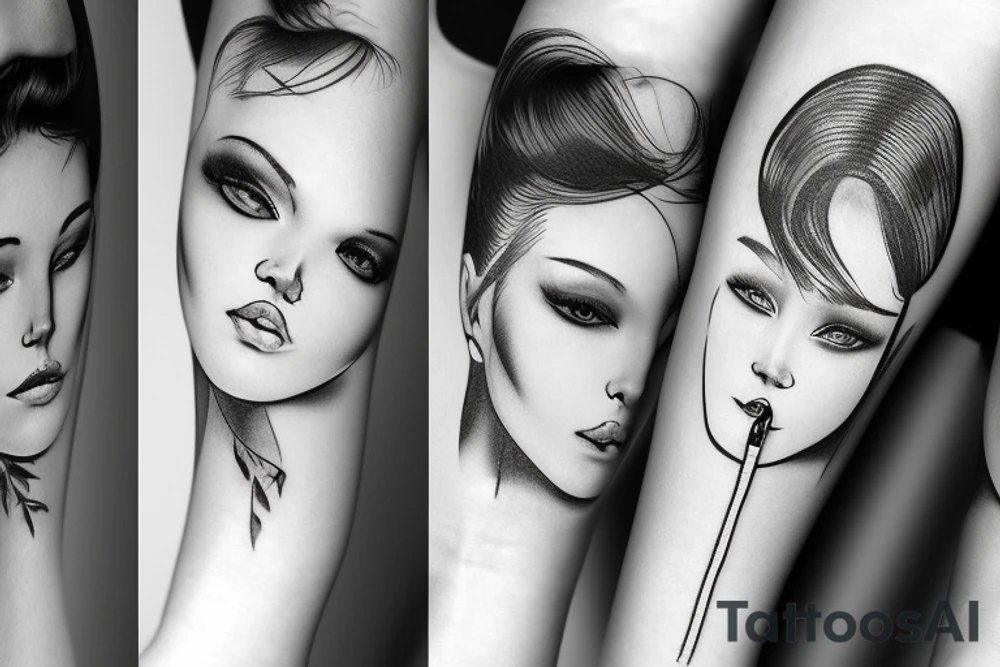 Girl smoking cigarette tattoo idea