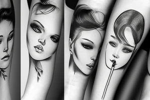 Girl smoking cigarette tattoo idea