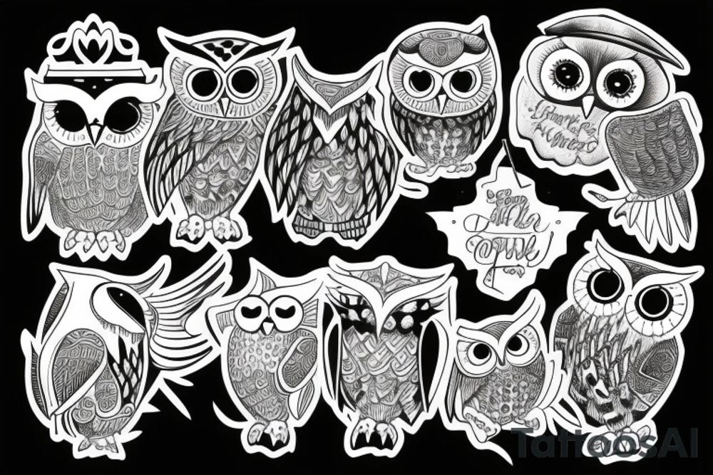 An owl holding a torch tattoo idea