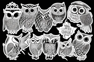 An owl holding a torch tattoo idea