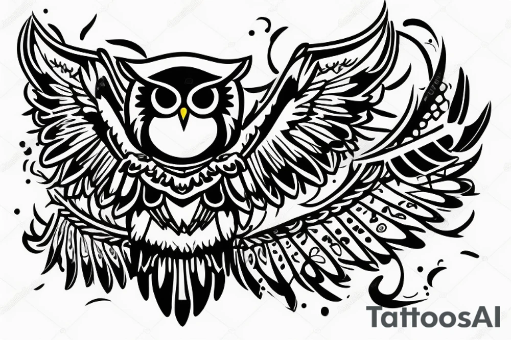 An owl holding a torch tattoo idea