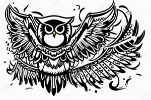 An owl holding a torch tattoo idea