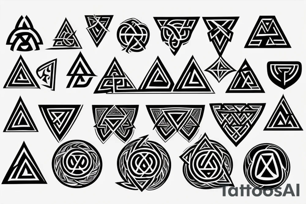 Phoenix, Valknut, Triquetra, Hamsa hand, Cross tattoo idea Phoenix, Valknut, Triquetra, Hamsa hand, Cross tattoo idea