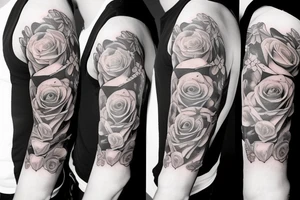 half sleeve forearm tattoo with roses  and dates tattoo idea