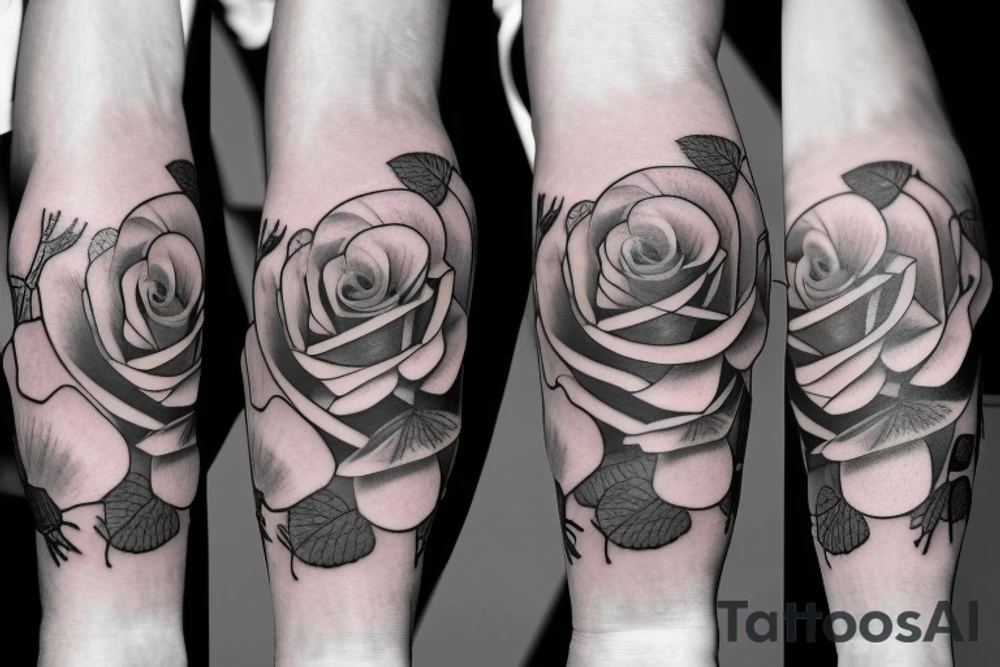 half sleeve forearm tattoo with roses and dates tattoo idea