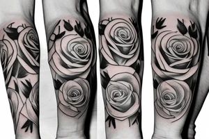 half sleeve forearm tattoo with roses  and dates tattoo idea