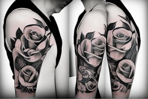 half sleeve forearm tattoo with roses  and dates tattoo idea