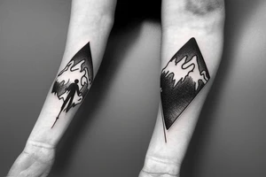 Mountains, snowboard, cloud with Lightning, family, Timelaps tattoo idea