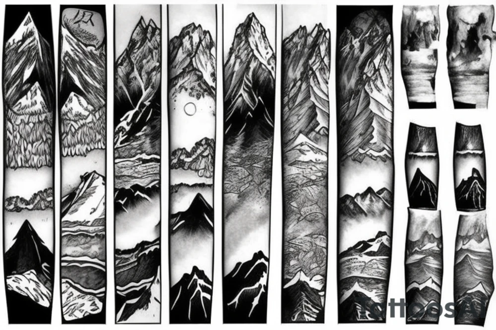 Mountains, snowboard tattoo idea