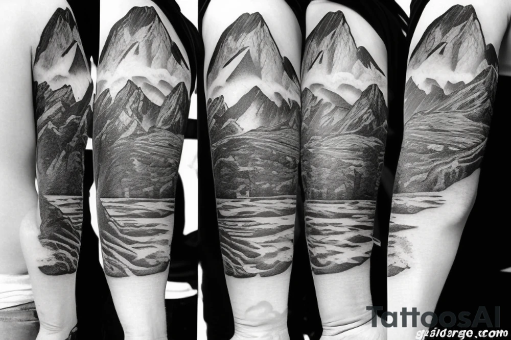 Mountains, snowboard tattoo idea