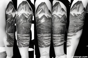 Mountains, snowboard tattoo idea