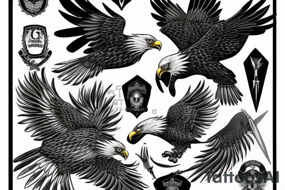 Eagle with knife tattoo idea