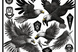 Eagle with knife tattoo idea