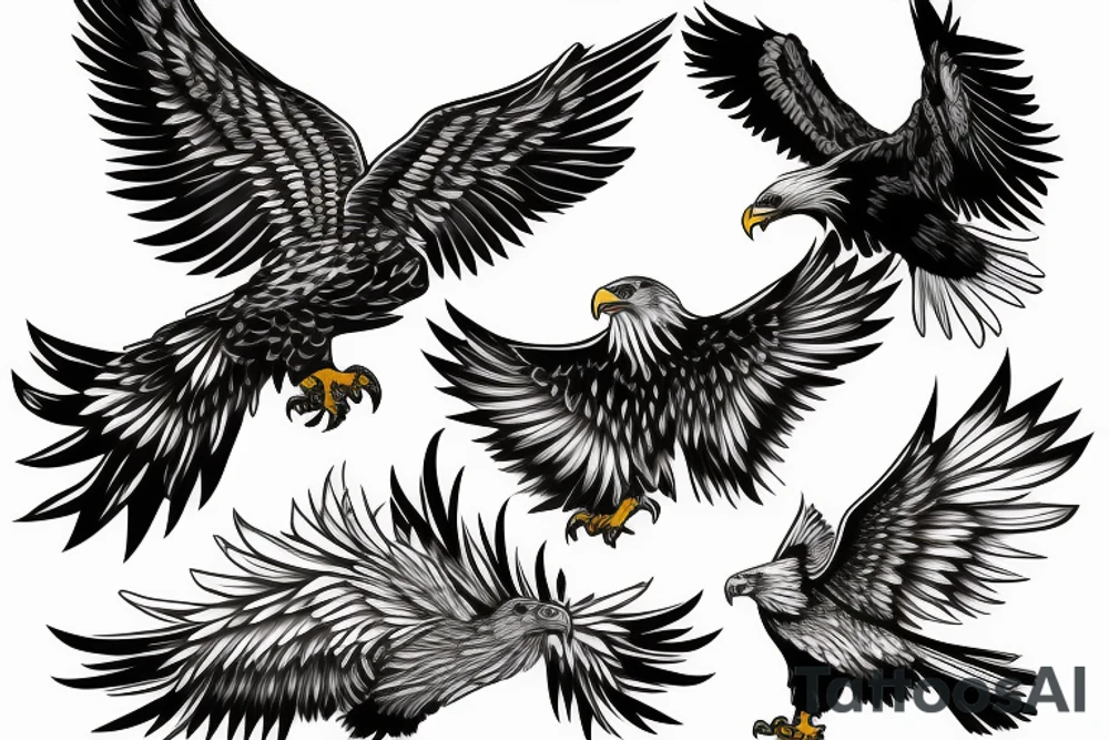 Traditional Eagle with knife tattoo idea
