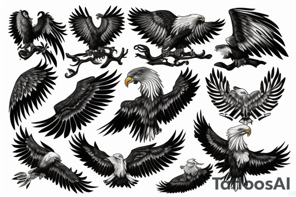 Traditional Eagle with knife tattoo idea