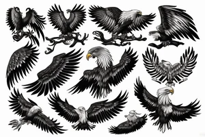 Traditional Eagle with knife tattoo idea