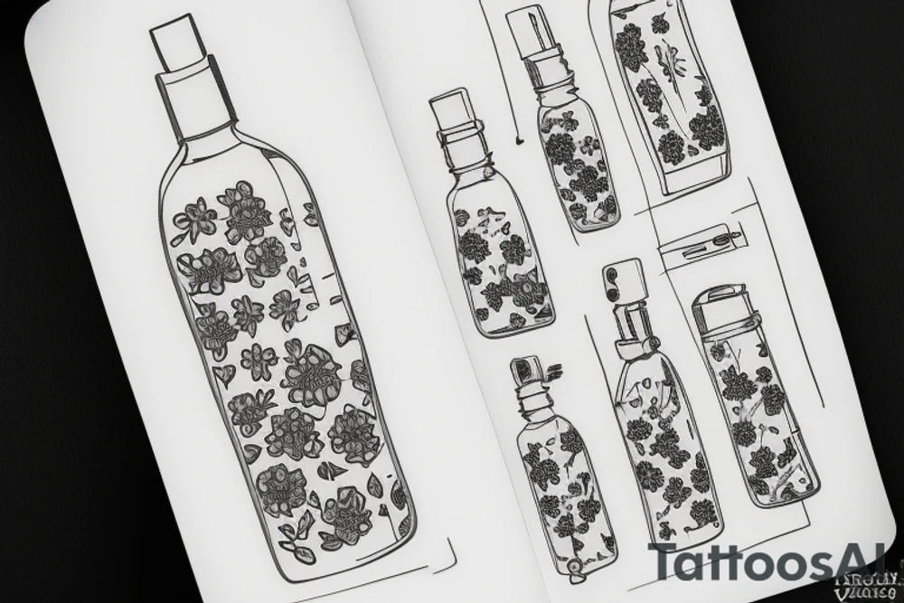 medicine vial with flowers and tattoo idea