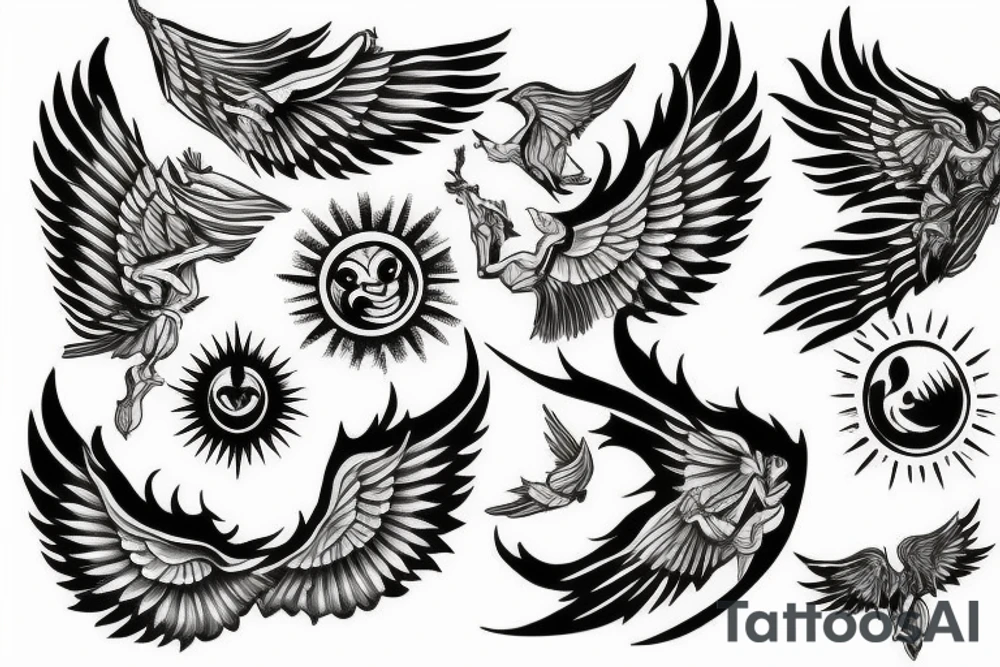 Sun with wings tattoo idea