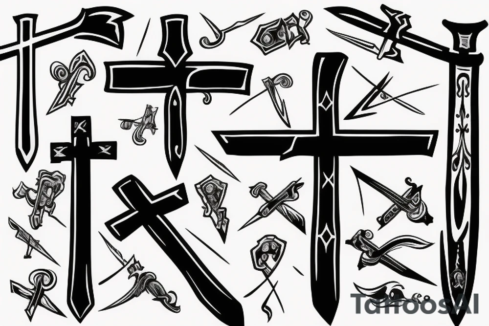 Upside down cross that looks like a sword tattoo idea