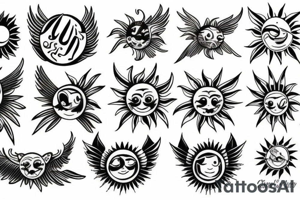Sun with wings tattoo idea