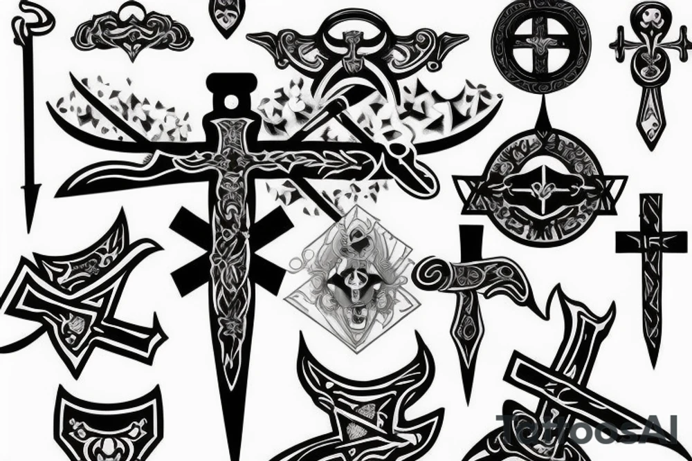 Upside down cross that looks like a sword tattoo idea