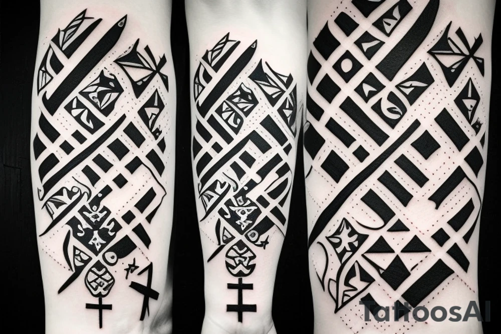 Upside down cross that looks like a sword tattoo idea