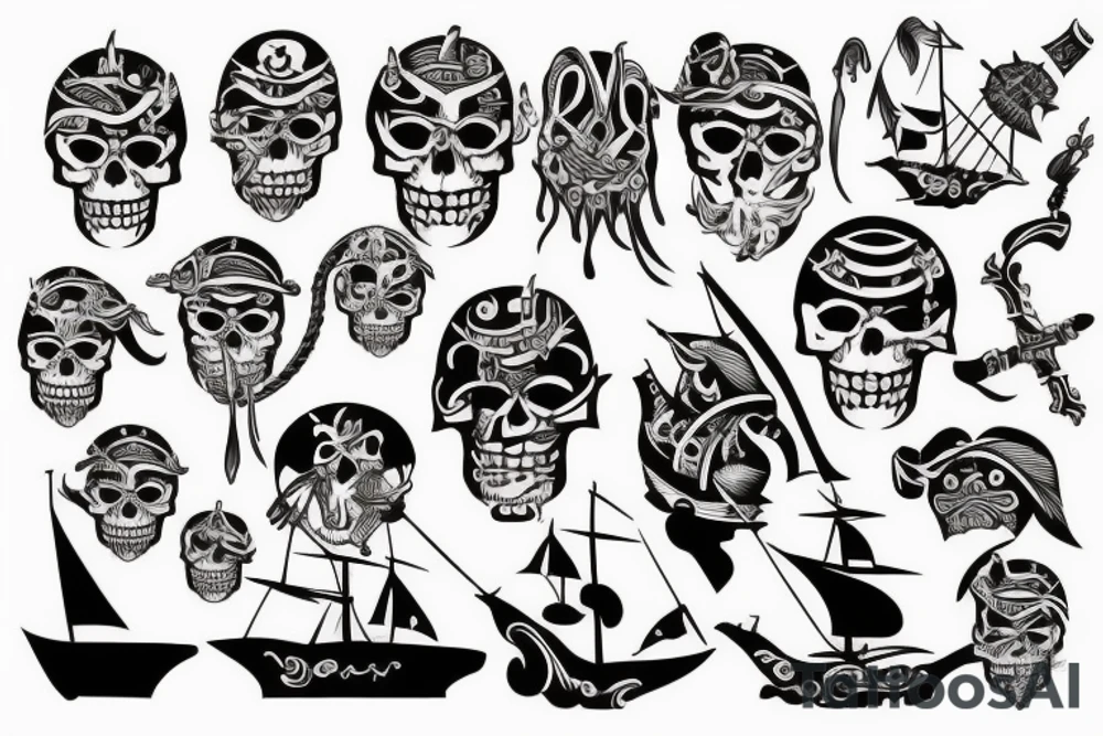 Tribal tattoo of a pirate ship tattoo idea