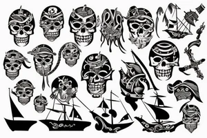 Tribal tattoo of a pirate ship tattoo idea