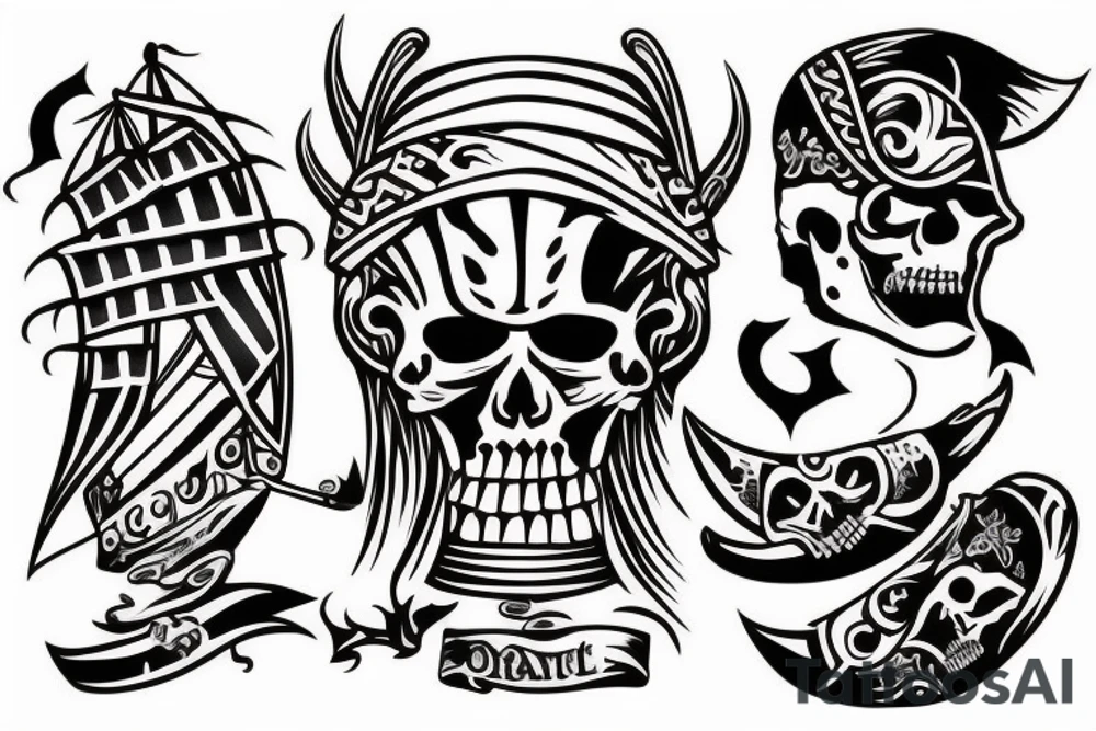 Tribal tattoo of a pirate ship tattoo idea