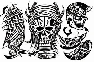 Tribal tattoo of a pirate ship tattoo idea