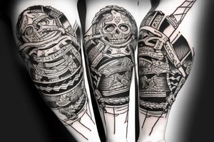 Forearm Tribal tattoo of a pirate ship tattoo idea