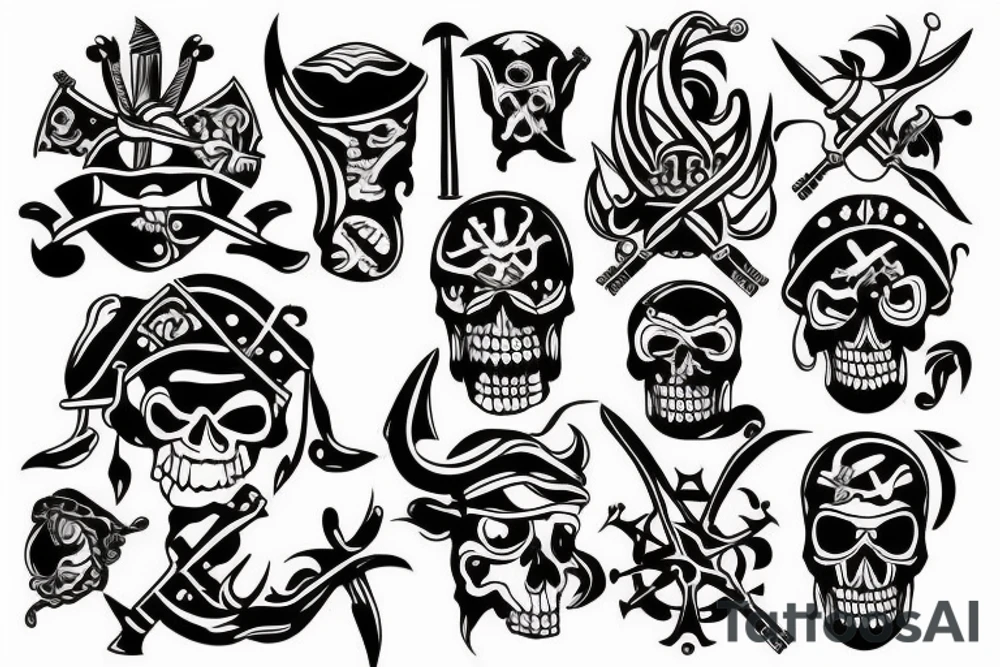 Forearm Tribal tattoo of a pirate ship tattoo idea