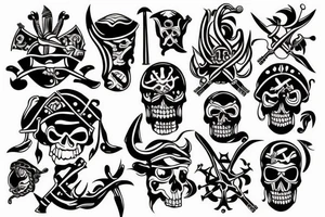 Forearm Tribal tattoo of a pirate ship tattoo idea