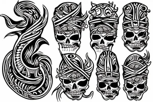 Forearm Tribal tattoo of a pirate ship with mermaid tattoo idea
