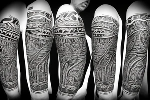 Forearm Tribal tattoo of a pirate ship with mermaid tattoo idea