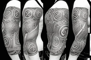 Greek and African mixed tattoo sleeve tattoo idea