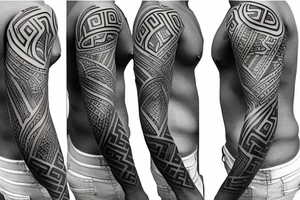 Greek and African mixed tattoo sleeve tattoo idea