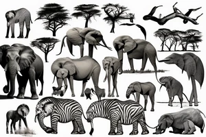 African safari animals tattoo idea