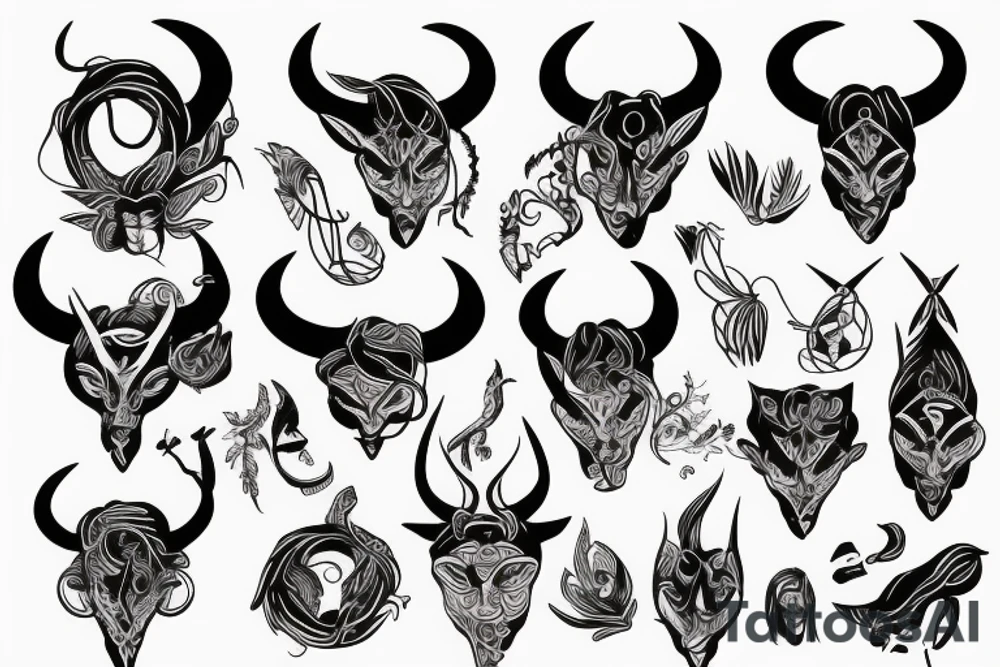beautiful woman with horns tattoo idea