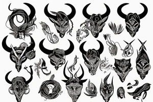 beautiful woman with horns tattoo idea