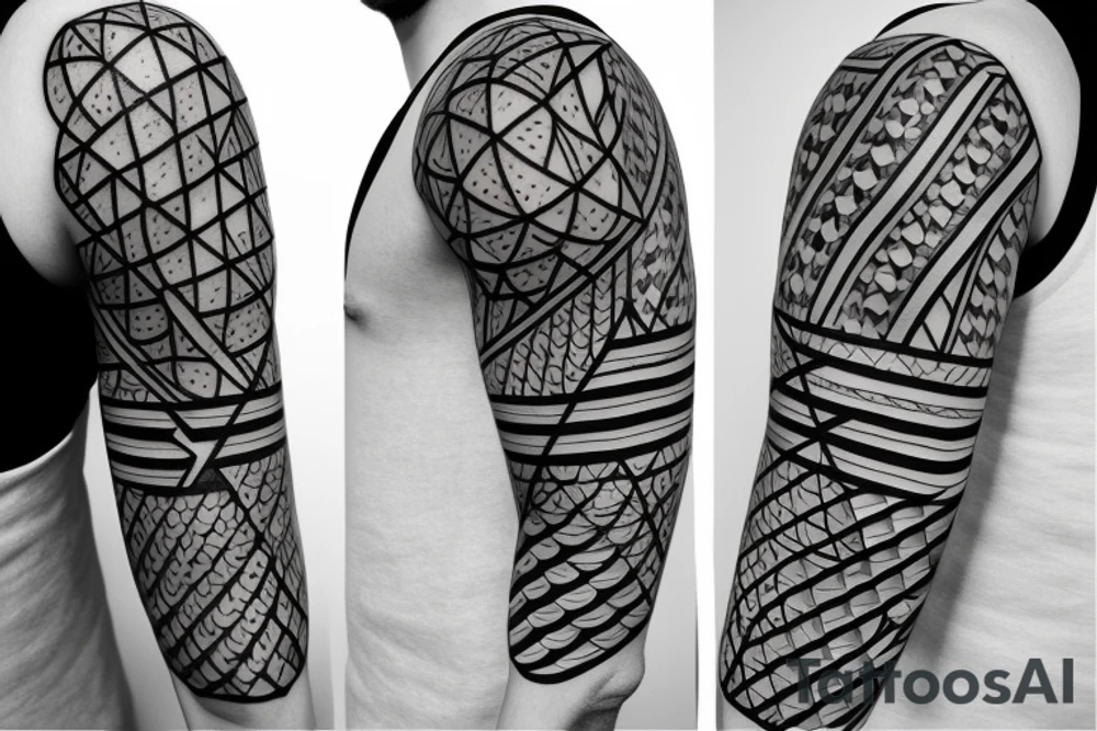Artistic Modern fine line geometric tattoo with multiple basketballs tattoo idea Artistic Modern fine line geometric tattoo with multiple basketballs tattoo idea