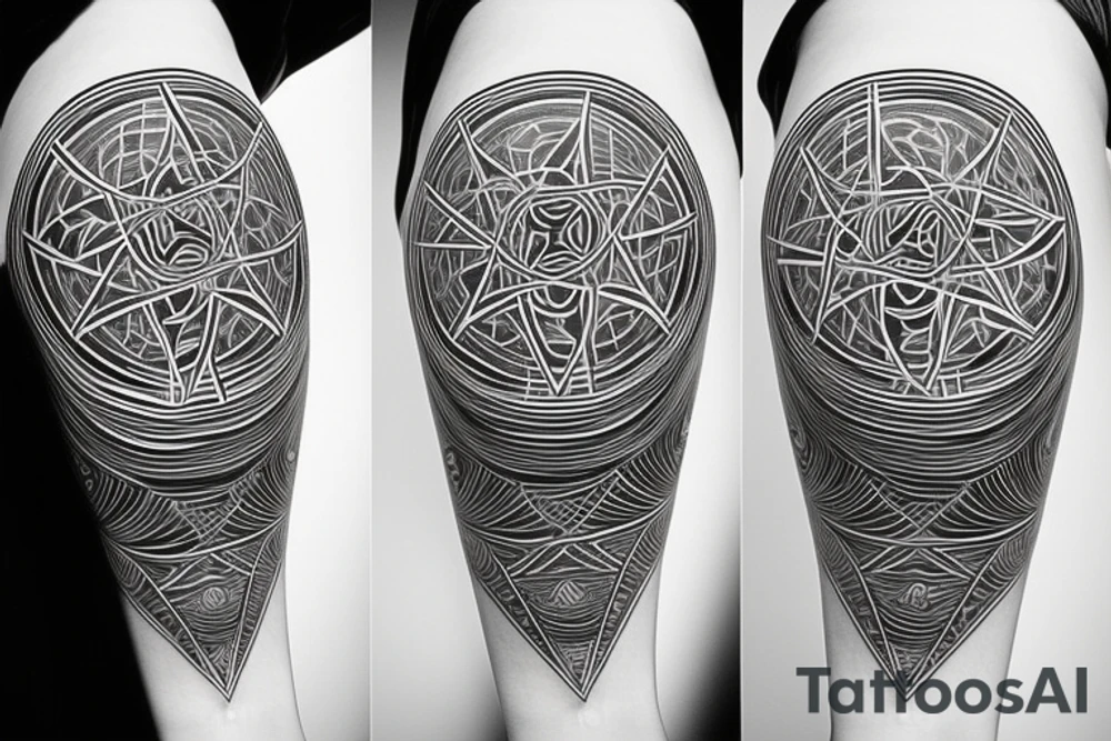 Artistic Modern fine line geometric tattoo with multiple basketballs tattoo idea