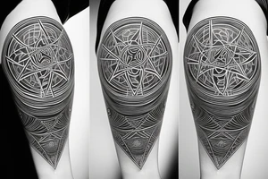 Artistic Modern fine line geometric tattoo with multiple basketballs tattoo idea