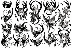 beautiful woman with horns tattoo idea