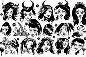 beautiful woman with horns tattoo idea