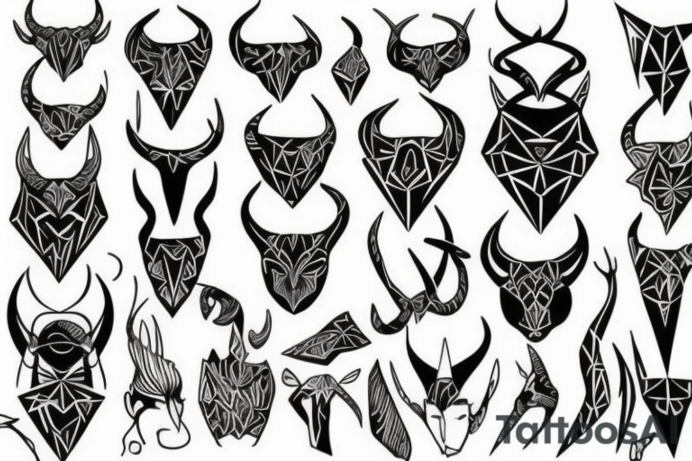 beautiful woman with horns tattoo idea