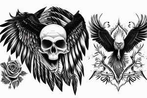 Bald eagle physcotic skull sleeve tattoo idea