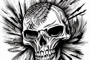 Bald eagle physcotic skull sleeve tattoo idea