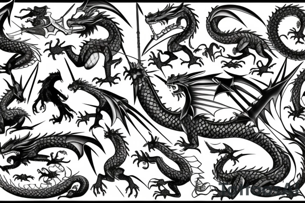 dragon around a sword tattoo idea