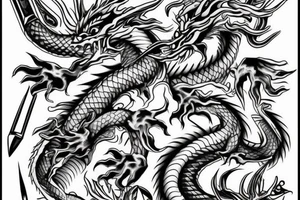 dragon twisted around a sword tattoo idea